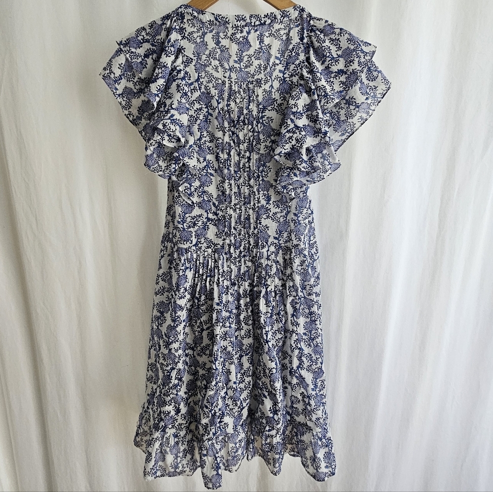 🇨🇵 Isabel Marant Etoile White & Blue Godrana Mini Dress - Picture 4 of 16